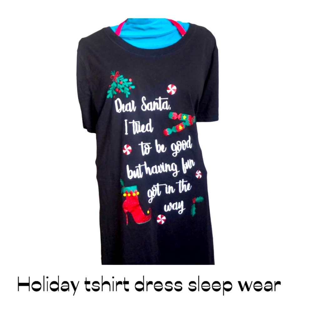 100% cotton sleepwear dress w/Christmas inspired